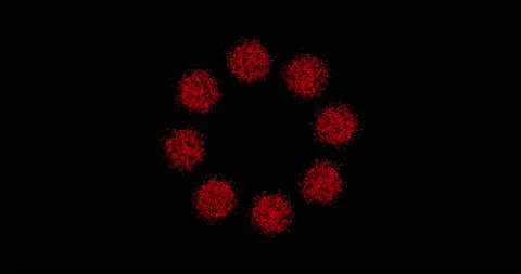 Abstract technology red circles from animated dots, circles of particles. blend Stock Footage 164491618