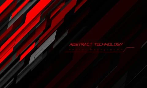 Abstract technology red grey circuit cyber futuristic geometric dynamic Stock Illustration