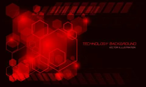 Abstract technology red hexagon geometric light with text on blank space design Stock Illustration