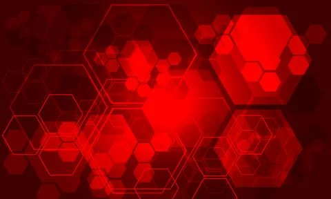 Abstract technology red hexagon geometric overlap futuristic design creative Stock Illustration