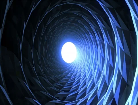 Abstract technology round tunnel. Black construction with reflection Video stock 83728612