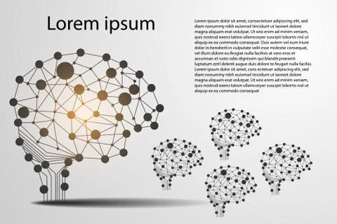 Abstract technology science concept brain digital link Illustration