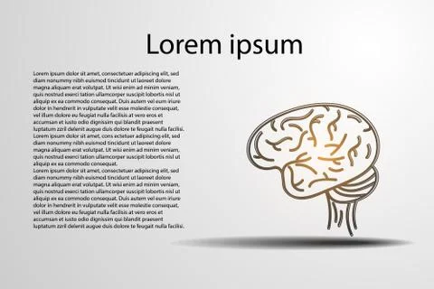 Abstract technology science concept brain on hi tech gray background Illustration