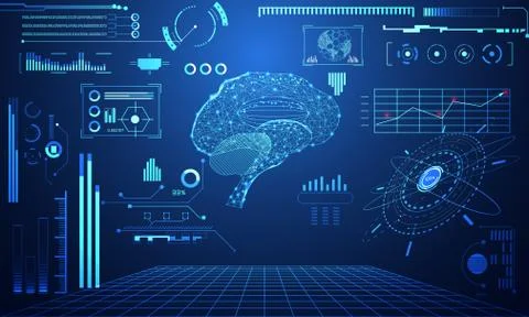 Abstract technology science concept Brain data health digital : hud interface Stock-Illustration