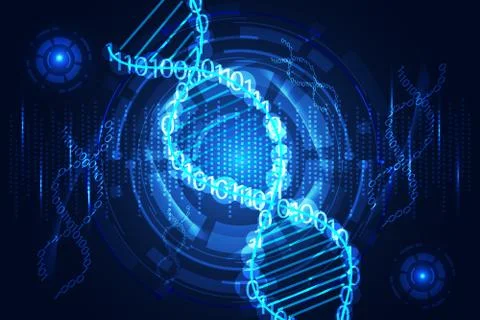 Abstract technology science concept DNA binary on hi tech background Illustration