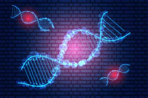 Abstract technology science concept DNA binary on hi tech background Stockillustratie