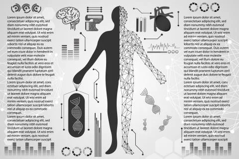 Abstract technology science concept human body digital health care Иллюстрация