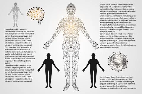 Abstract technology science concept human digital link, brain and world Stock Illustration