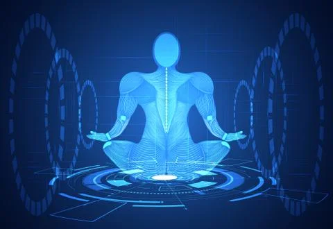 Abstract technology science concept human body line blue health digital : med Illustrazione stock