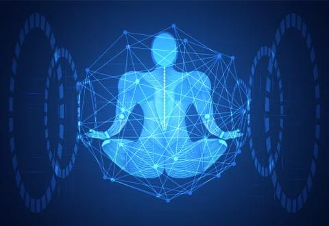 Abstract technology science concept human body line blue health digital : med 스톡 일러스트