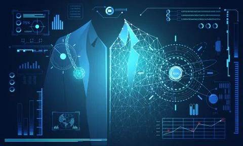 Abstract technology science concept human data health digital : hud interface イラスト素材