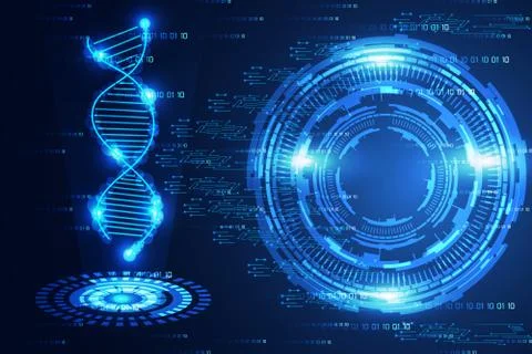 Abstract technology science concept modern circle blue light and DNA digital 스톡 일러스트