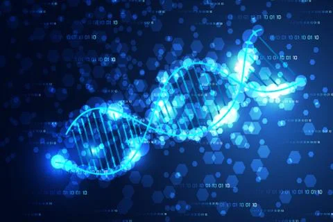 Abstract technology science concept modern DNA on hi tech binary hexagon Illustrazione stock