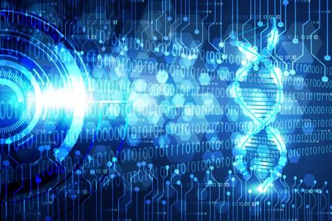 Abstract technology science concept modern circle blue light and DNA digital Stock-Illustration