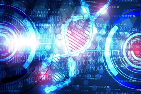 Abstract technology science concept modern circle blue light and DNA 스톡 일러스트