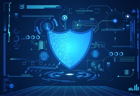 Abstract technology science concept protection shield digital : hud interface Illustrazione stock