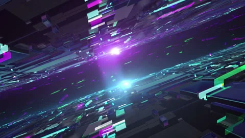 Abstract technology seamless background blue purple looped 3D animation Stock Footage 117239974