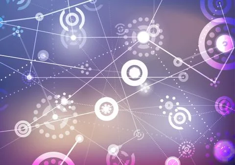 Abstract technology signs on blurred background Stock Illustration