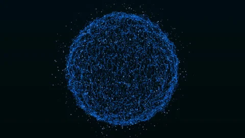 Abstract technology sphere of alphabet particles, artificial intelligence Stock Footage 343594225