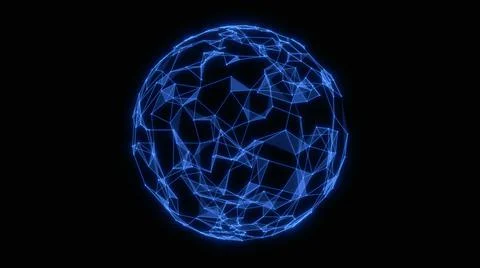 Abstract technology sphere background from lines and dots. Geometrical backdr Stock Illustration