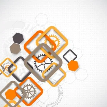 Abstract technology square background with cogwheels Stock Illustration