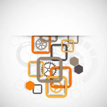 Abstract technology square background with cogwheels Stock Illustration