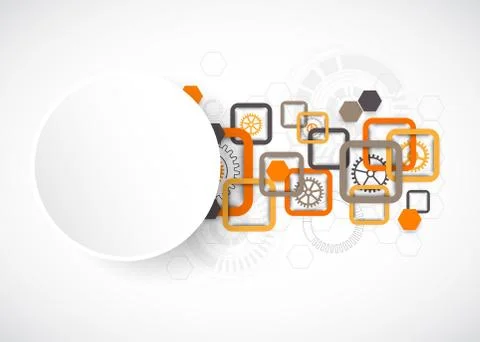 Abstract technology square background with cogwheels Stock Illustration