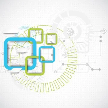 Abstract technology square background with cogwheels Illustrazione stock