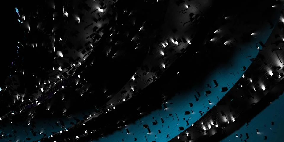 Abstract technology star ship space station 3d render illustration Stock Illustration
