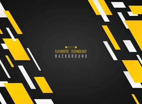 Abstract of technology stripe square line pattern of yellow white on gradient Stock Illustration