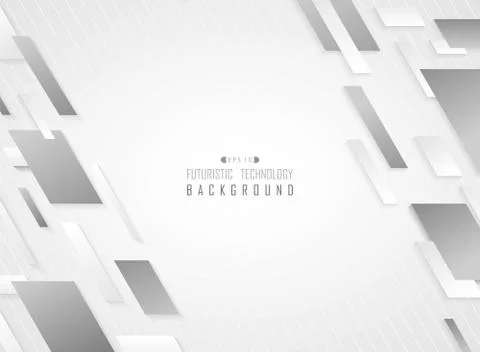 Abstract of technology stripe square line pattern of gray white on gradient Stock Illustration