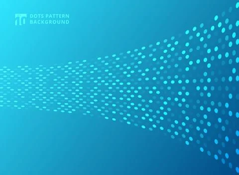 Abstract technology style dots neon pattern curve on blue background. Stock Illustration