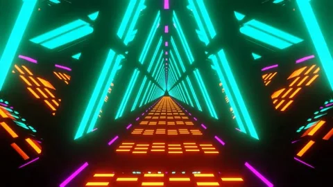 Abstract technology triangle neon tunnel in outer Stock Footage 162281868
