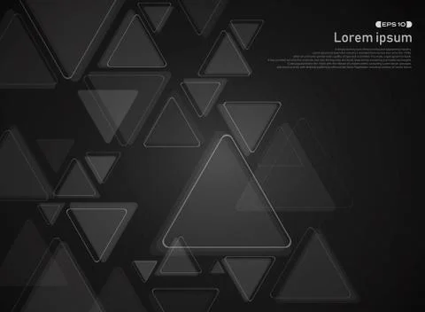Abstract of technology triangle pattern on gradient black background. 스톡 일러스트