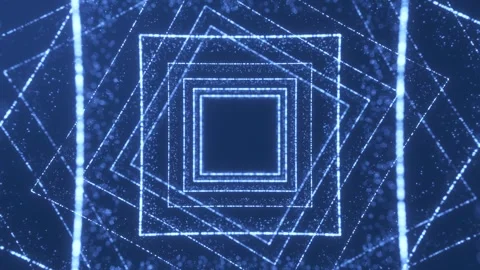 Abstract Technology Tunnel Animation. Particle Tunnel. Blue Background. 4K Stock Footage 278415131