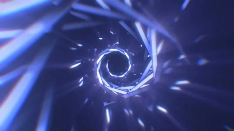 Abstract technology tunnel. Blue crystal construction sharp corners 스톡 동영상 124334340