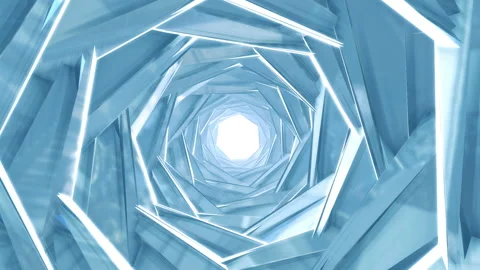 Abstract technology tunnel. Blue crystal construction sharp corners Stock Footage 124339676