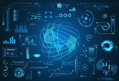 Abstract technology ui futuristic concept world hud interface hologram elemen Stockillustratie