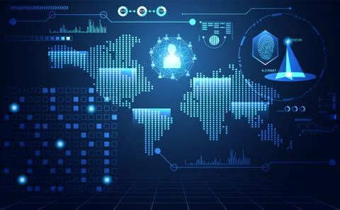 Abstract technology ui futuristic map hud interface hologram elements of digi Stock Illustration