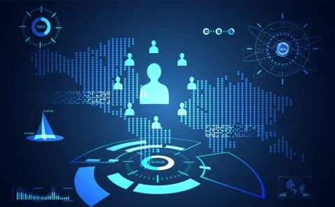 Abstract technology ui futuristic map hud interface hologram elements of digi Stock Illustration