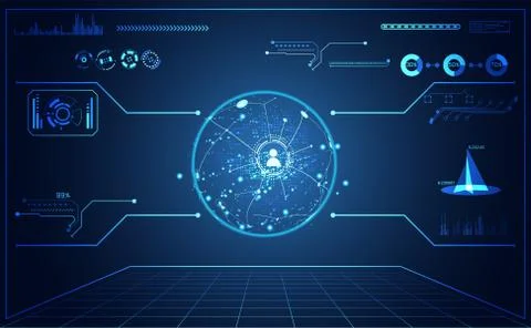 Abstract technology ui futuristic map hud interface hologram elements of digi 库存插图
