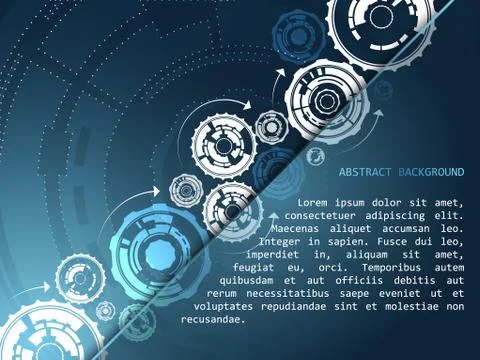 Abstract technology vector background with gear wheels and arrows Stock Illustration