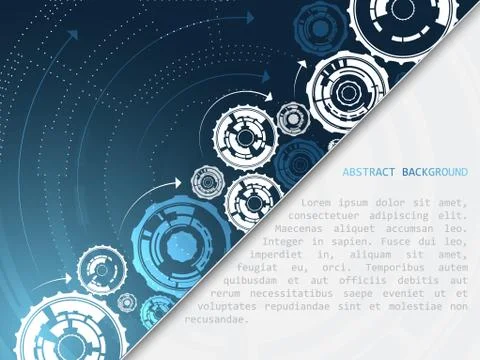 Abstract technology vector background with gear wheels and arrows Stock Illustration