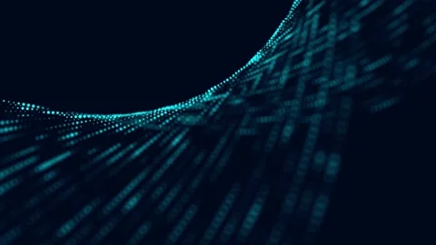 Abstract technology wave. Flow of particles. Big data transfer visualization. Stock Footage 169360375