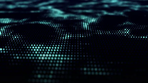 Abstract technology wave of particles. Dark background with motion dots. Stock Footage 162406468