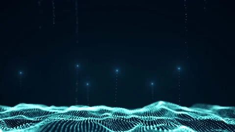 Abstract technology wave of particles. Dark background with motion dots. Stock Footage 229117652