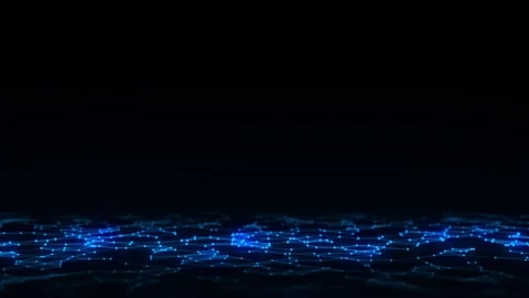 Abstract technology wave of particles. Dark background with motion dot and line. Stock Footage 240190379