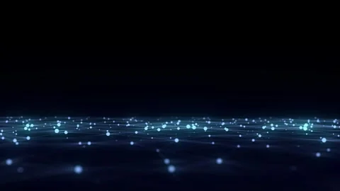 Abstract technology wave of particles. Dark background with dots and lines Stock Footage 331239416