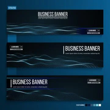 Abstract technology web banner. Background 3d grid. Ai tech wire network Stock Illustration