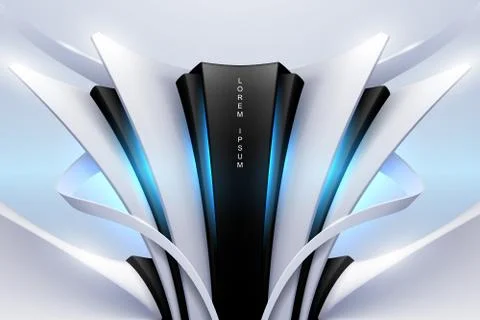 Abstract technology white and black background with blue light effect Stock Illustration